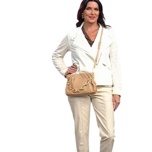 C. Wonder Handbags - C Wonder by Christian Siriano Genuine Leather Clutch Crossbody Tan Gold Neutral